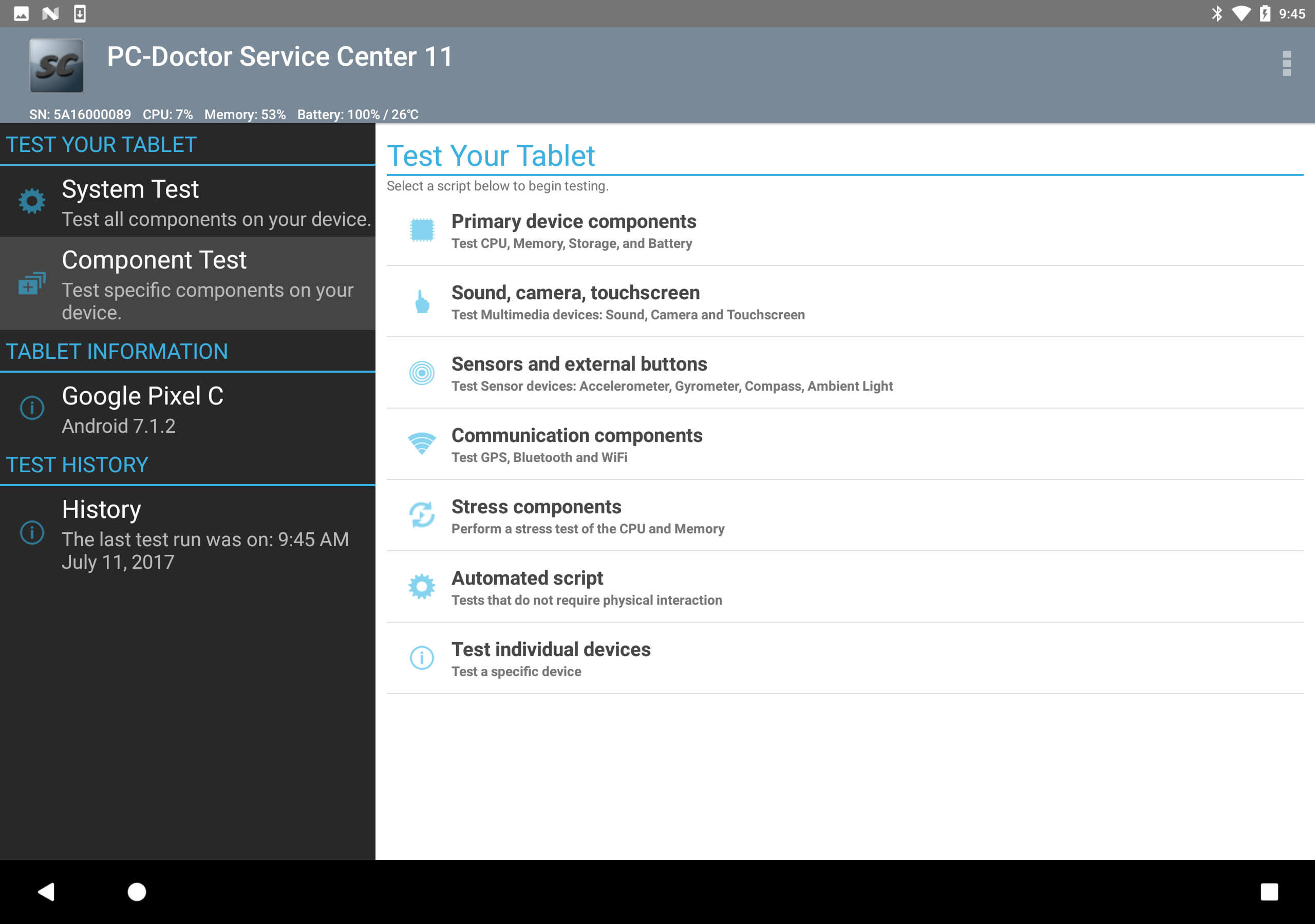 Service Center Android Tablet Home