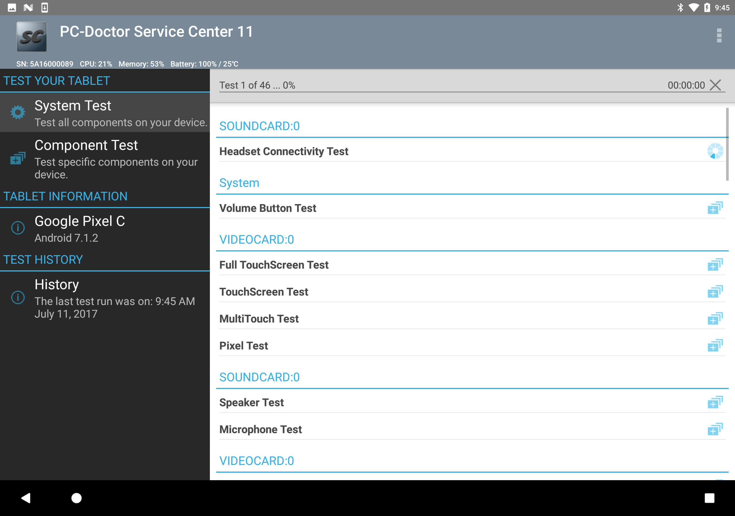 Service Center Android Tablet Testing